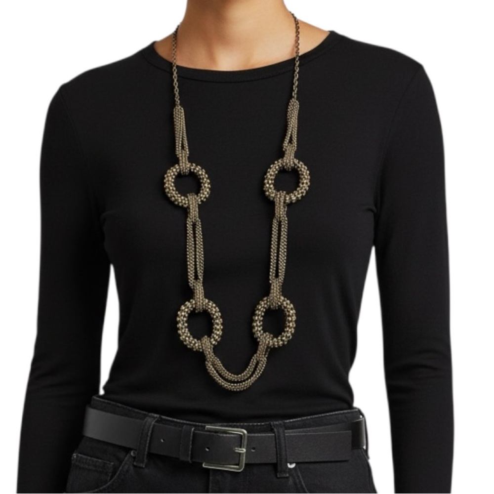 Silver-Tone Chain Link Necklace or Belt – Multi-Strand Statement Jewelry